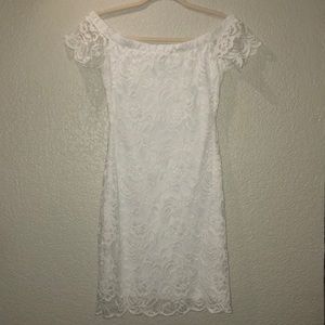 White Off The Shoulders Lace Dress